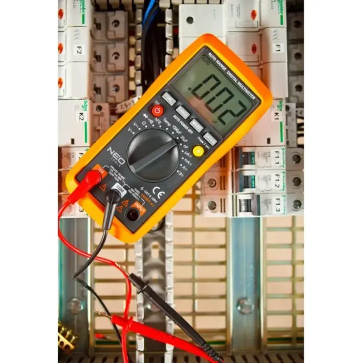NEO Tools auto-range multimeter with CE certification and nylon case