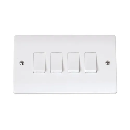 Click Curva 4 gang switch polar white professional quad gang switch