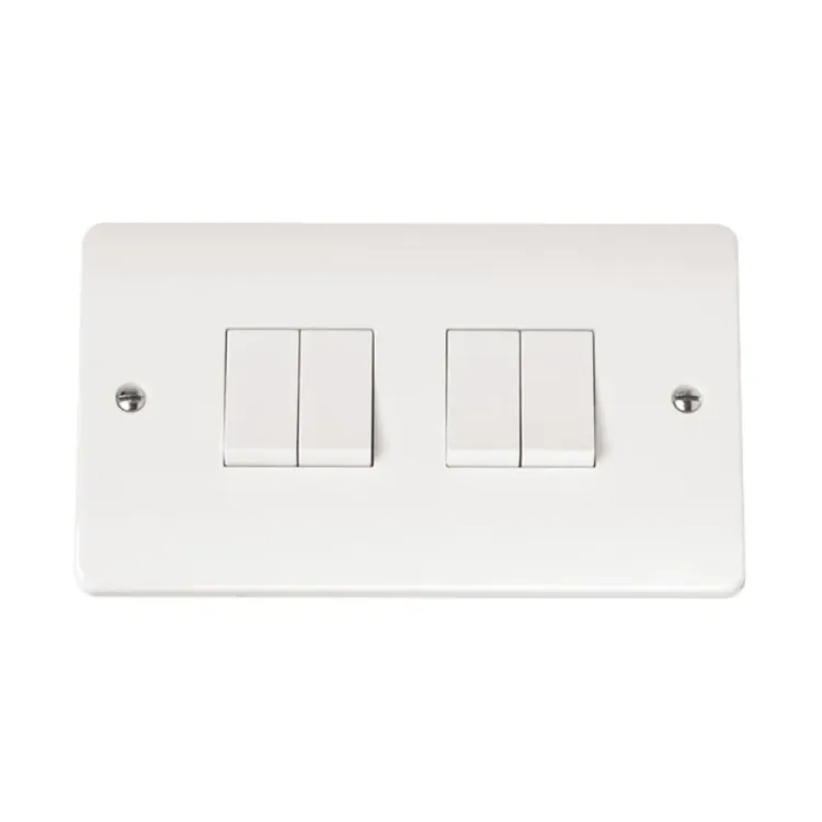 Click Mode 10AX 4-gang 2-way plate switch polar white
