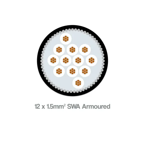 1.5mm² 12 core SWA armoured cable XLPE/LSZH - overall view