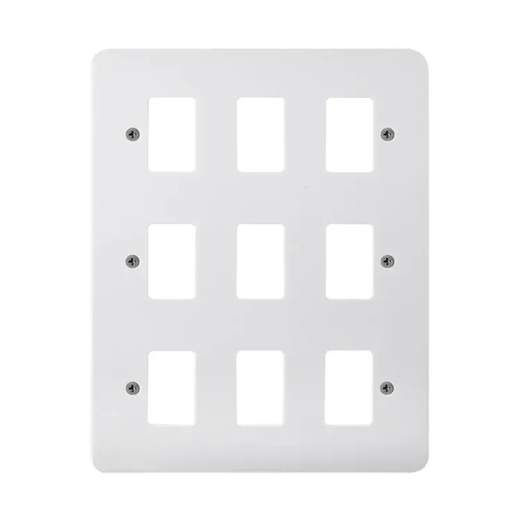 Click 9-gang GridPro frontplate polar white finish