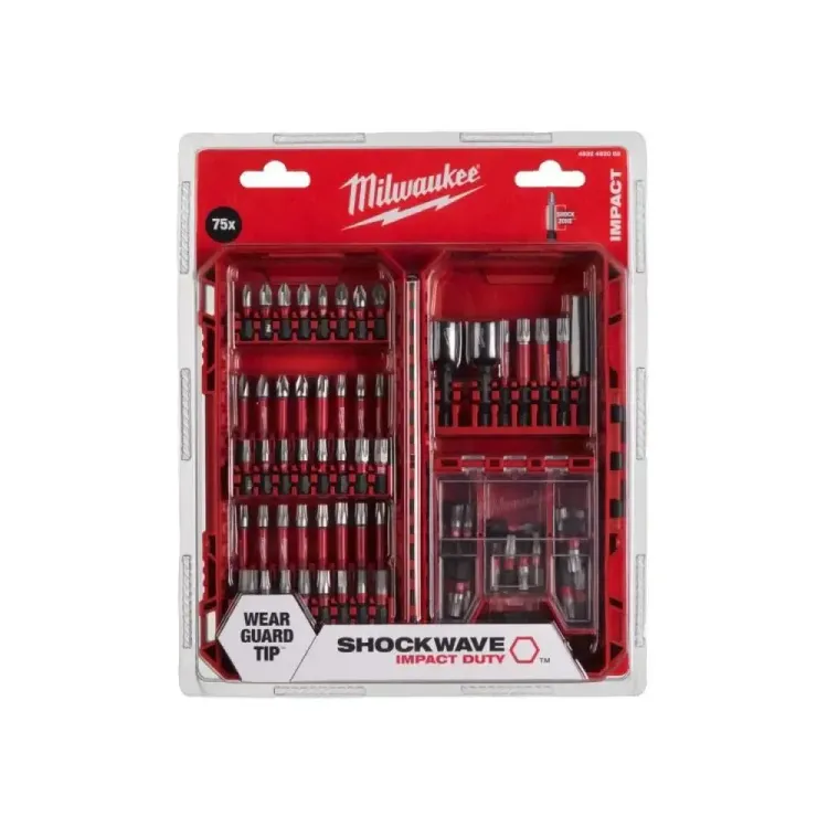 Milwaukee Shockwave Impact Duty bit set - TX, PZ, PH, HEX, TXBO, Accessories for Impact Wrenches and Screwdrivers (75 pieces)