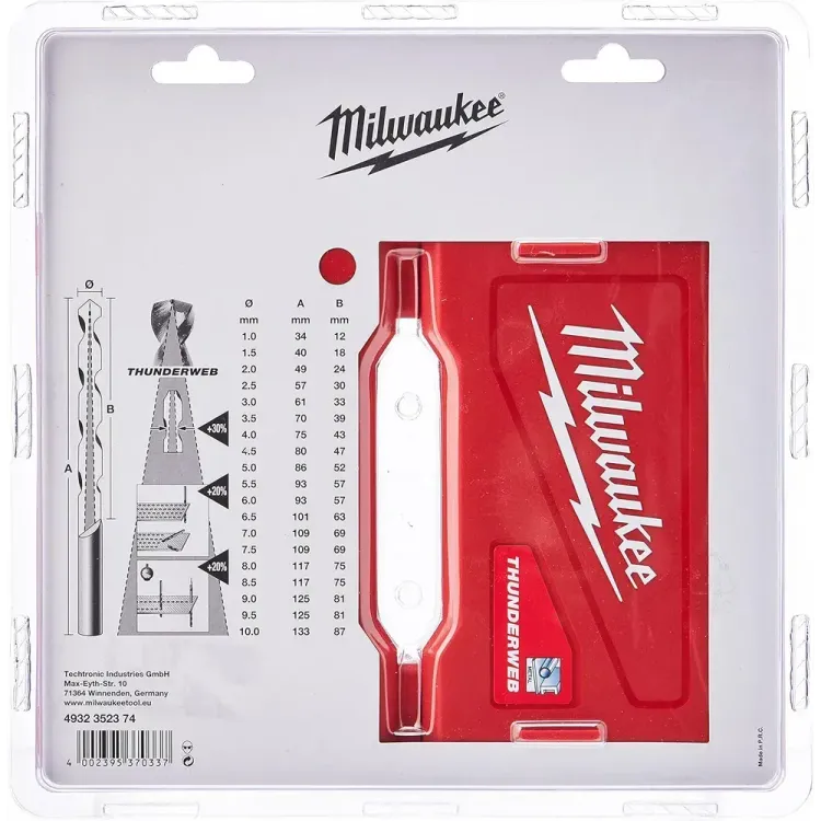 Milwaukee Thunderweb Metal Drill HSS-G DIN 338 Bit Set 1-10mm (19 Pieces)