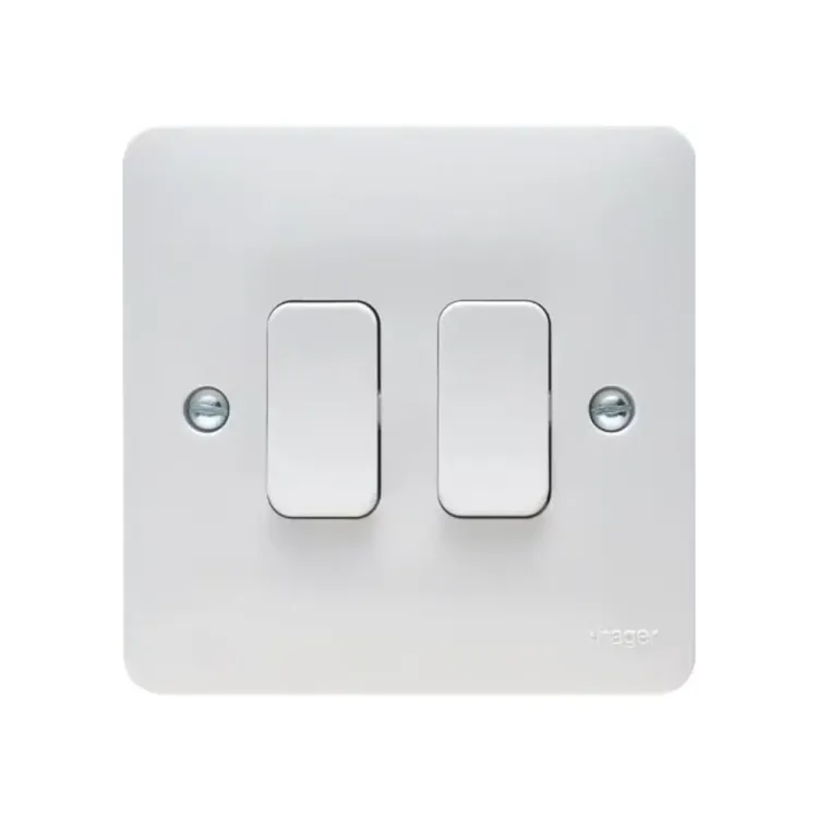 Hager 10AX 2 Gang 2 Way Wall Switch in white