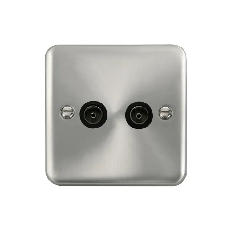 Click DPSC066BK twin coaxial outlet satin chrome finish