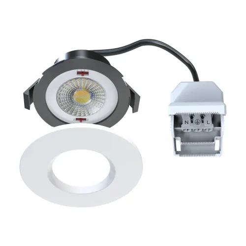 DL190B-FW downlighter, 5-7W, Cut-out 65-78mm, white trim, CCT