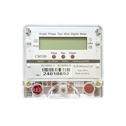 Single phase 100A energy meter with LCD display and bidirectional measurement front view