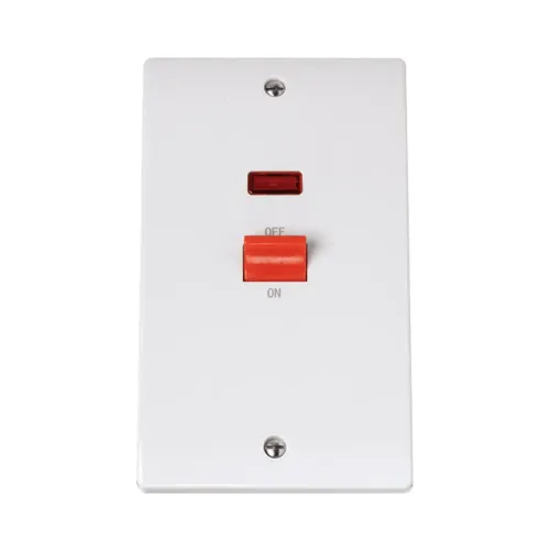 Click Curva 45A 2 gang cooker switch polar white professional vertical neon