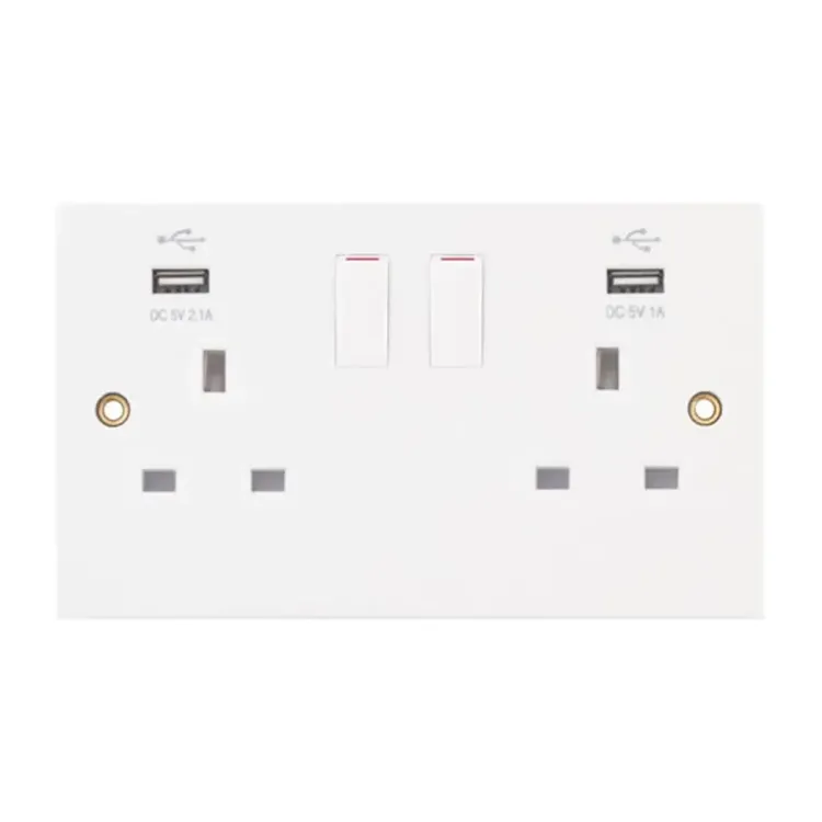 LG9098USB - Selectric 13A Switched Socket 2 Gang, USB Type A 1.0A and Type A 2.1A