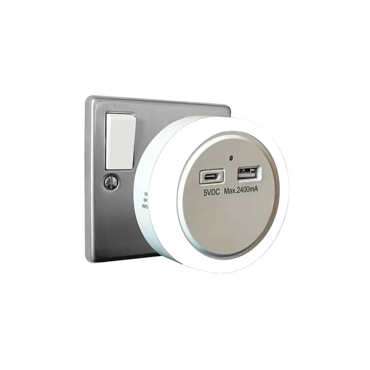 Uni-Com Plug-in Night Light with USB-A & USB-C Charging