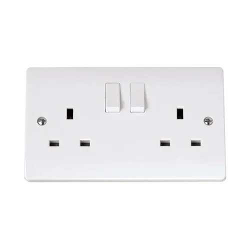 Click Curva 2 gang switched socket polar white professional double socket