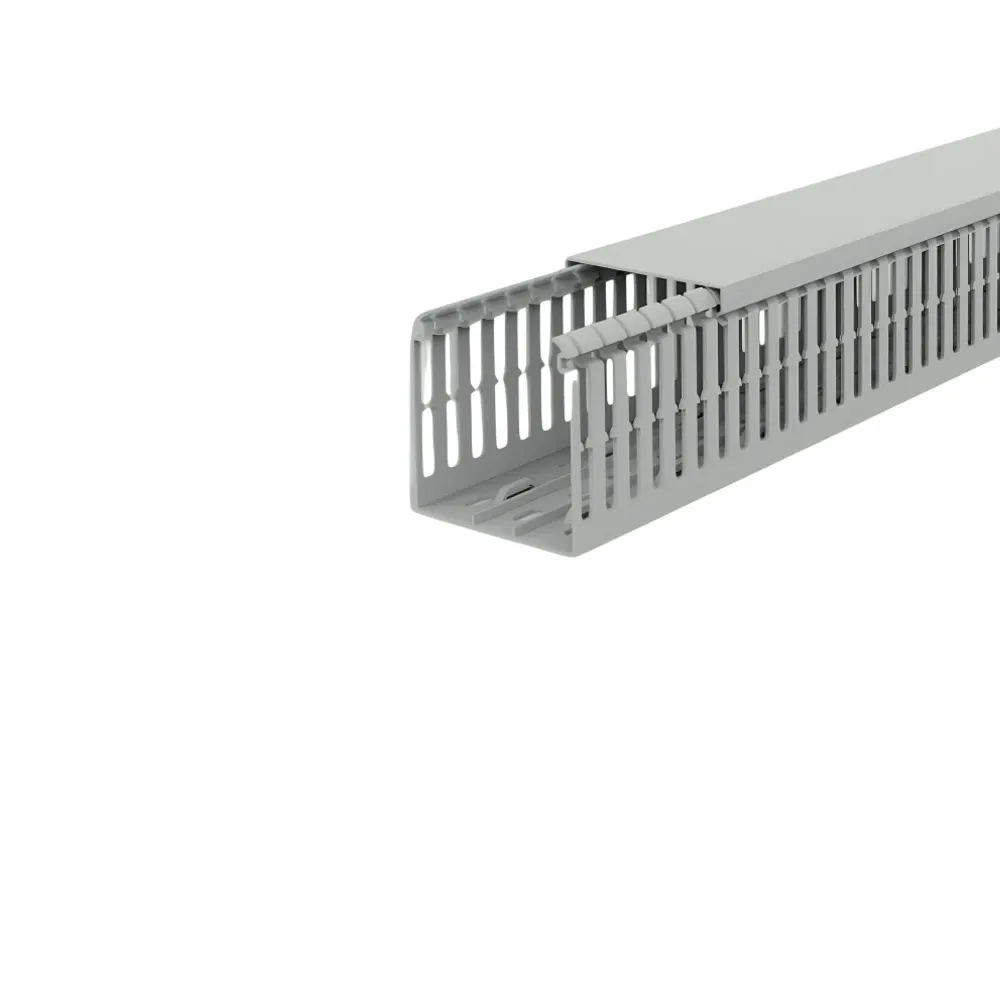 V6K2580 80x25mm grey PVC panel trunking 2m length for high-density cable management