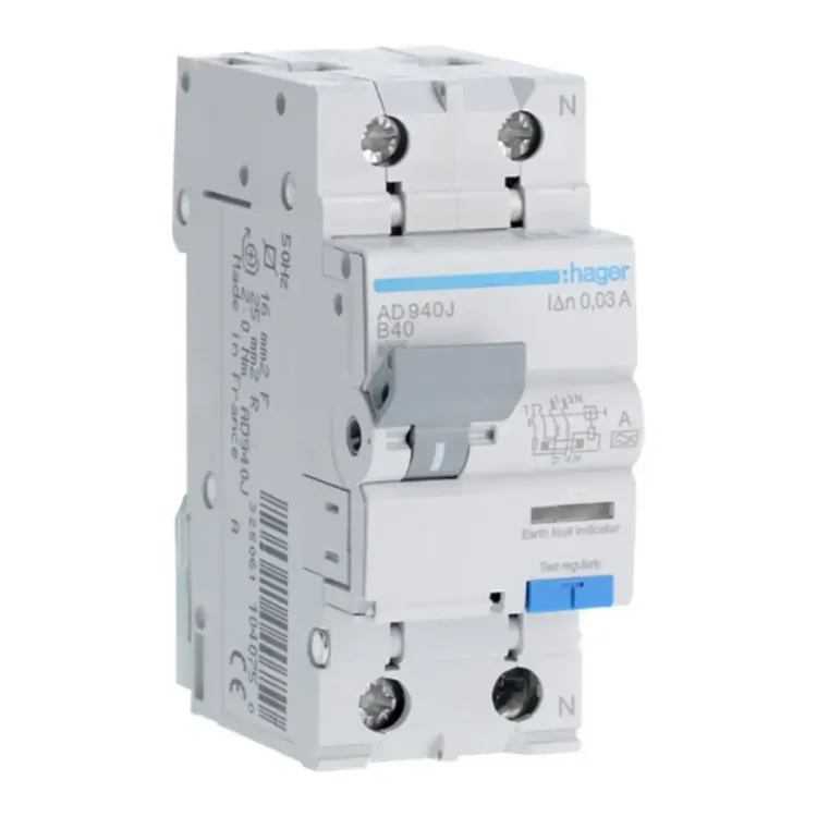 AD940J - Hager 2 Pole 40A 30mA A Class RCD/RCCB AD940J