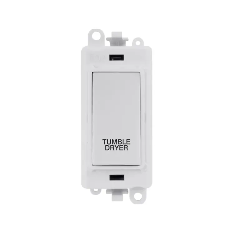 Click GridPro 20A Double Pole Switch Module, 2-Way, Tumble Dryer, Polar White