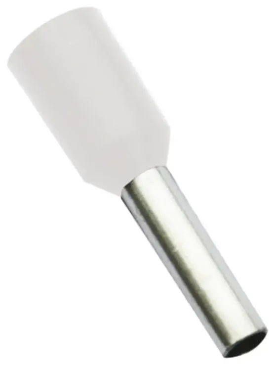 CEF7512G - 0.75mm 12mm Long Bootlace Ferrule White CEF7512G