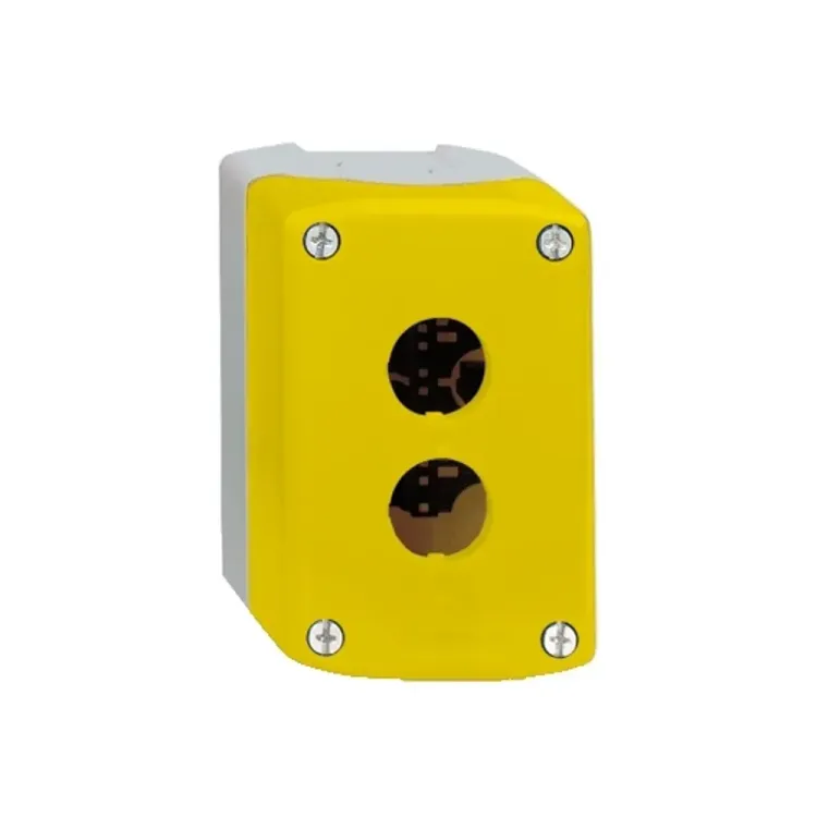 Schneider Harmony XALK02 Yellow 2 Cutout Empty Control Station for XB5 Push Buttons