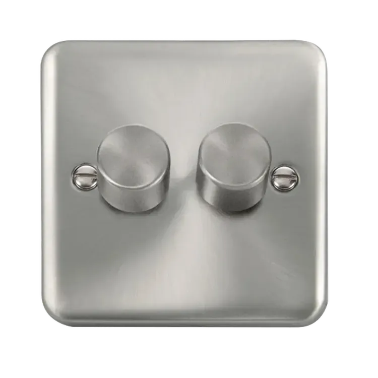 DPSC152 - Click Deco Plus 2 Gang 2 Way Satin Chrome 400VA Dimmer Switch DPSC152