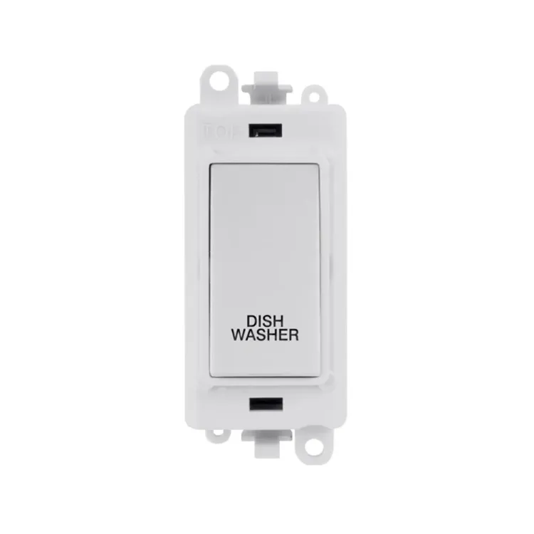 Click GridPro 20A Double Pole Switch Module, 2-Way, Diswasher, Polar White