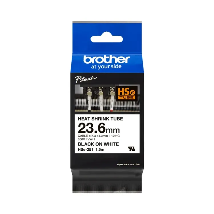 Durable Black on White Heat Shrink Tube by Brother