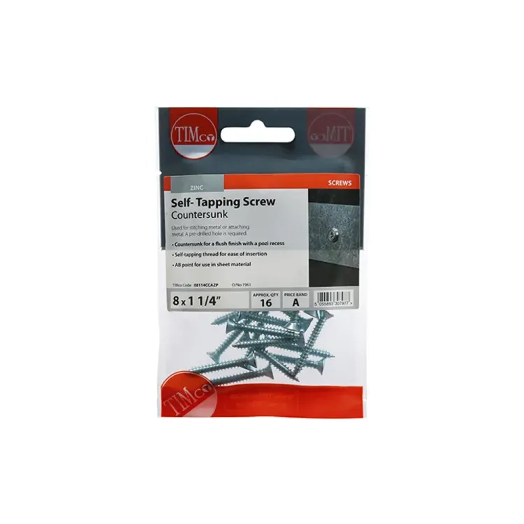 TIMCO self tapper screws bag of 16, PZ countersunk zinc