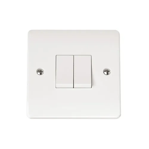 Click Mode 2 gang 2 way switch polar white finish