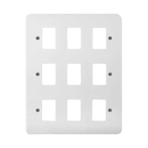 Click 9-gang GridPro frontplate polar white finish