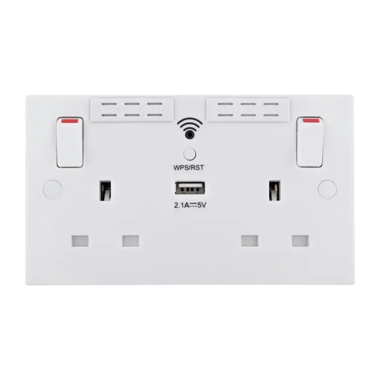 922UWR01 - British General 13A Switched Socket 2 Gang, Wi-Fi Extender, USB Type A 2.1A