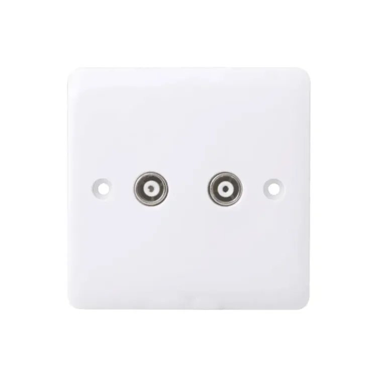 Iona 2 Gang TV Socket – Slimline non-isolated coaxial outlet for seamless TV connectivity.