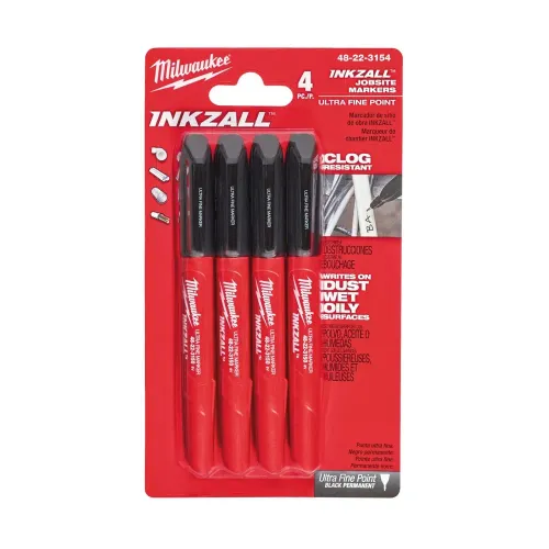 Milwaukee INKZALL Fine Tip marker set black 4-pack