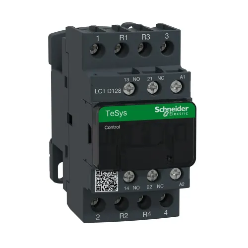 Schneider TeSys D 25A 4P contactor LC1D128E7 front view