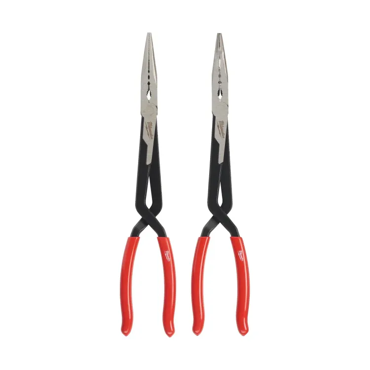 Milwaukee 2-piece long reach pliers set straight and 45-degree