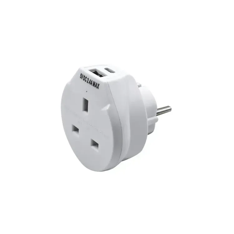 Uni-Com USB-A & USB-C Charging Travel Adapter (UK to EU)