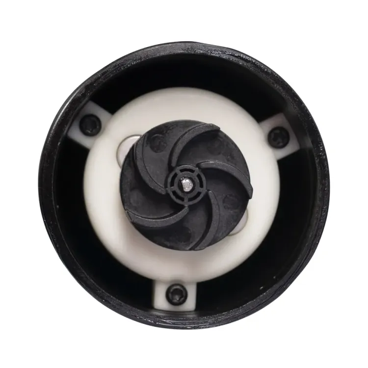 A detailed front view close-up of the Milwaukee M12-BSWP  HYDROPASS™ unique filter system on the M12™ pump, emphasizing its debris-prevention capabilities