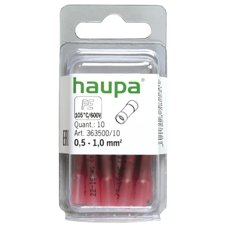 36350010 - Crimp Butt Connector 0.5-1mm 10 Pack Heatshrink Haupa (363500/10)