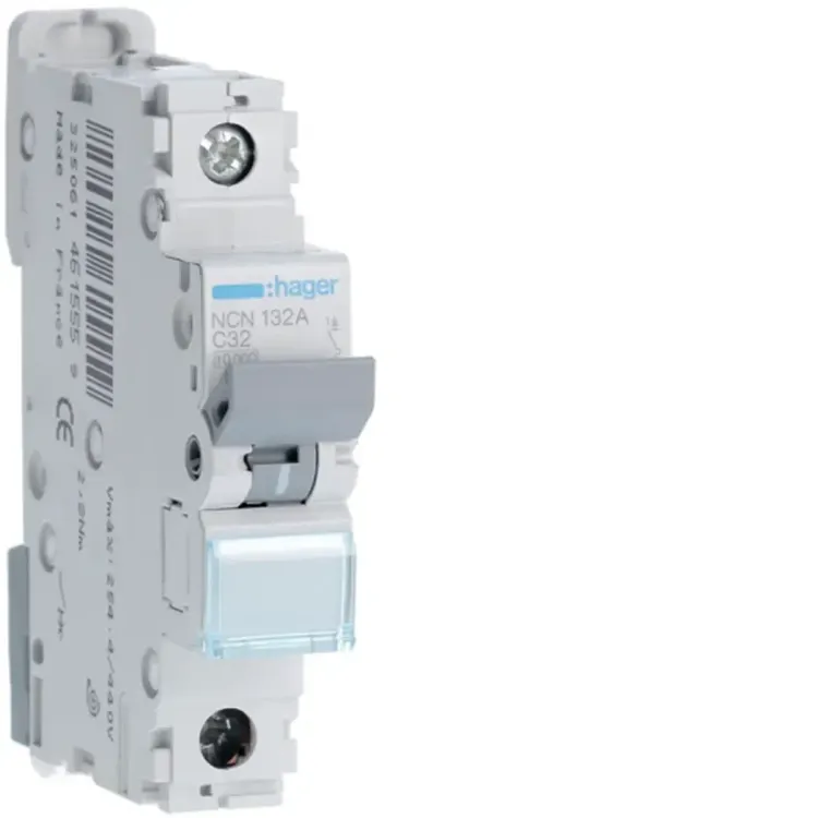NCN132A - Hager MCB 1 Pole 10kA/15kA C-32A