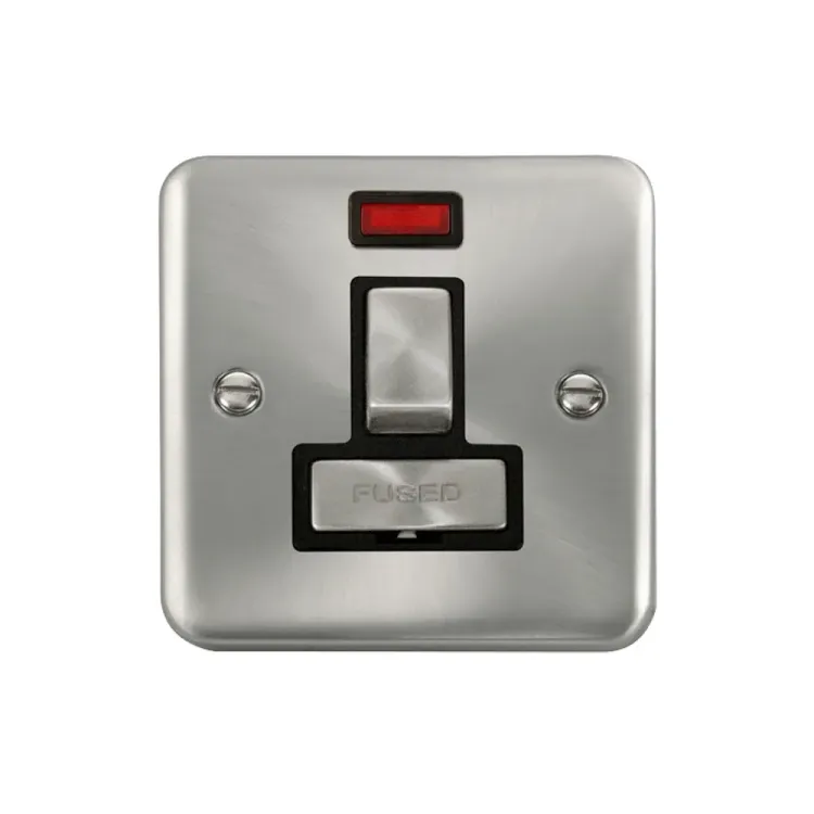 Click Ingot satin chrome 13A fused connection unit with neon indicator