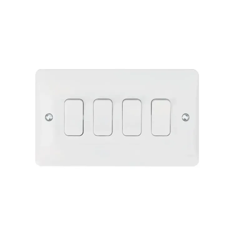 Hager 10AX 4 Gang 2 Way Wall Switch in White