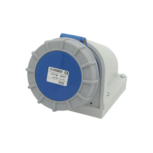 Vinpower 63A 2P+E industrial angled wall socket IP67