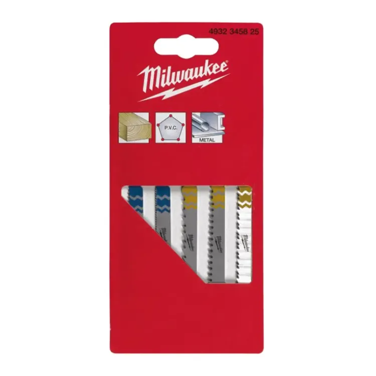 4932345825 - Milwaukee 5 Piece Jigsaw Blade Set for Wood/Metal 4932345825