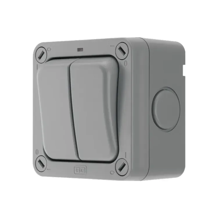 BG Waterproof 2 Gang 2 Way Outdoor Rocker Light Switch