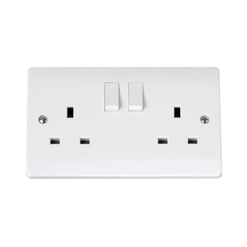 Click Mode 2-gang 13A switched socket polar white