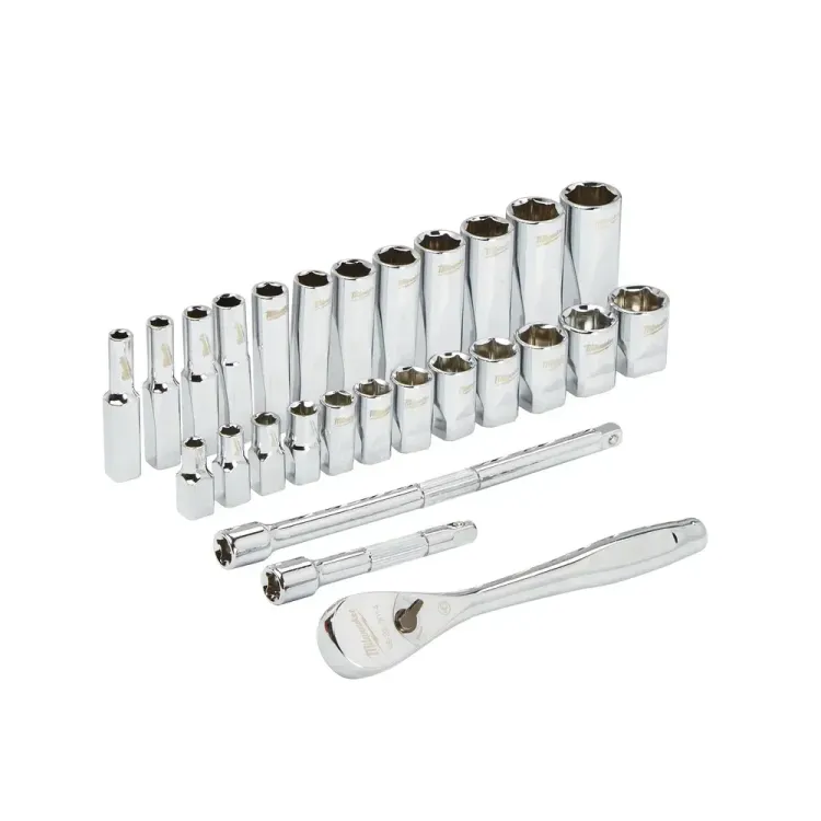 Milwaukee 1/4 Inch Drive Ratcheting & Socket Set Metric, Red (28 Pieces)