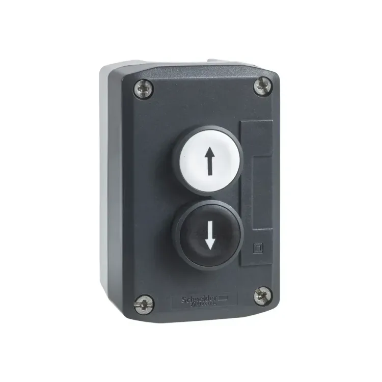 Schneider Control Station 2 Way with 1 Up & 1 Down Button 2 N/O Contacts front view