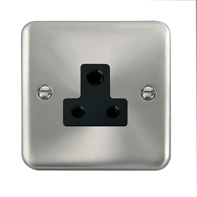 DPSC038BK - Click Deco Plus 5A Unswitched Socket 1 Gang, Round Pins, Satin Chrome