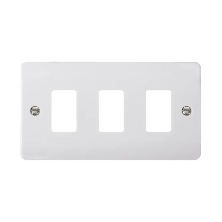 Click 3-gang GridPro modular frontplate polar white