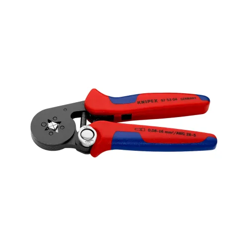 Knipex Ferule Crimper 0.08 - 16mm² shown with ergonomic handles and lateral access