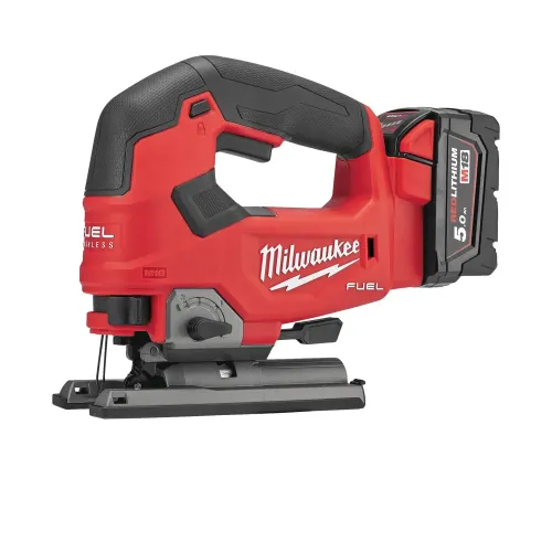 Milwaukee M18 FUEL top handle jigsaw kit with 2x 5.0Ah batteries and HD Box