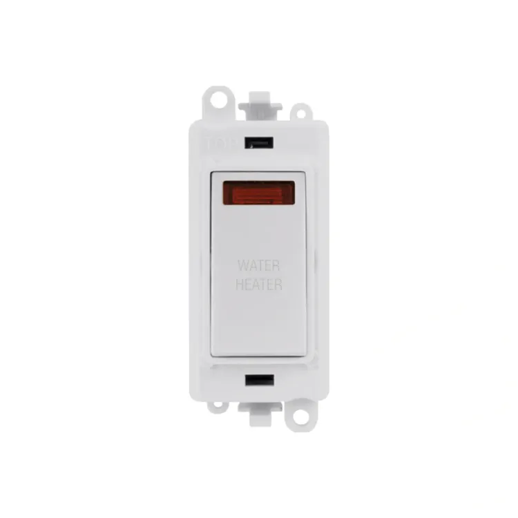 Click GridPro 20A DP switch with neon and Water Heater engraving, polar white