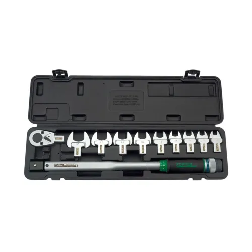 11pcs 1/2 inch torque wrench set with blow case and spanner heads displayed