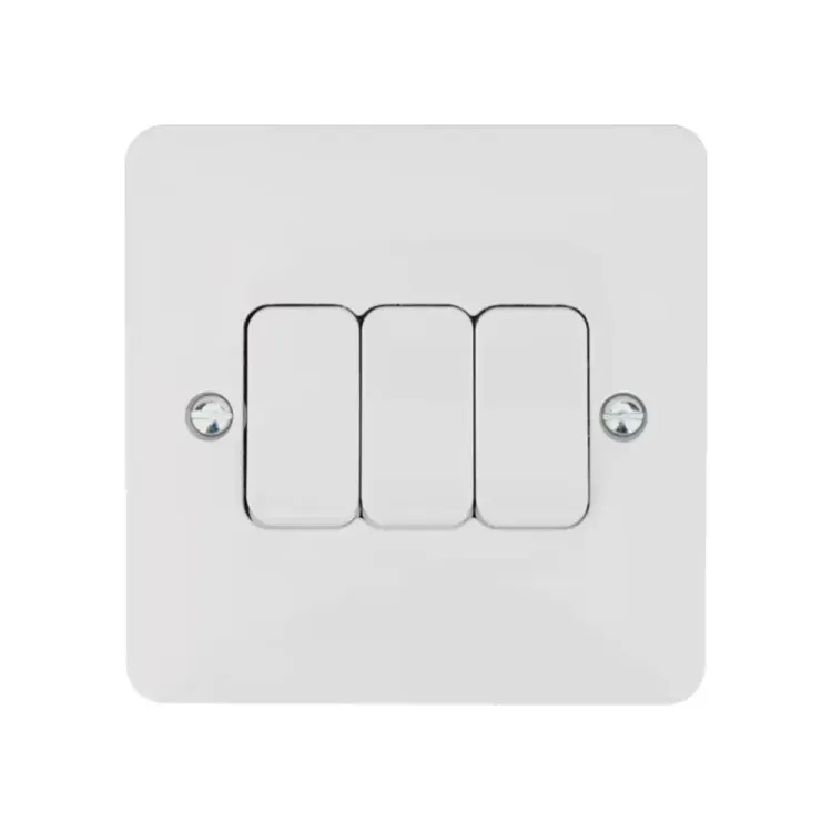 Hager 10AX 3 Gang 2 Way Wall Switch White
